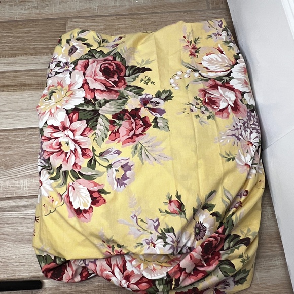 VTG RALPH LAUREN Sophie Brooke Queen Fitted Sheet Flowers FLORAL Yellow - Picture 1 of 5